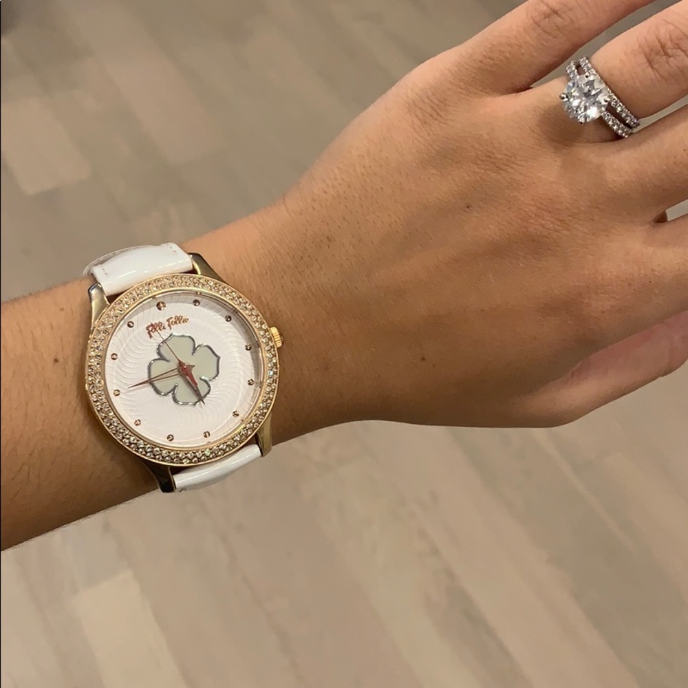 FOLLI FOLLIE ROSE GOLD WATCH WITH WHITE STRAP